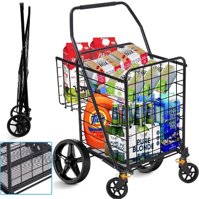 Musment Foldable Shopping Cart, Folding Grocery Cart with Encrypted Mesh Bottom