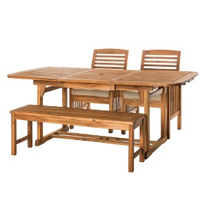 Ravenscroft 4pc Extendable Acacia Wood Outdoor Dining Set - Saracina Home - 1 of 4