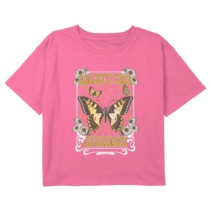Girl's Lost Gods Enjoy the Journey Butterfly Crop Top T-Shirt - 1 of 3