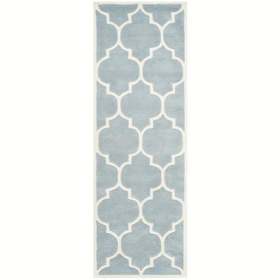 Blue and Ivory Hand-Tufted Wool Runner Rug