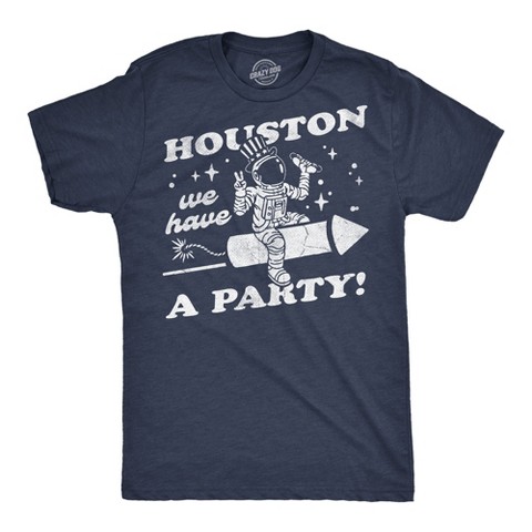 Мужские футболки Crazy Dog T-Shirts, Inc. Mens Funny T Shirts Houston We Have A Party Sarcastic Fourth Of July Space Graphic Novelty Tee for Men - Crazy Dog Men's T Shirt For Fourth Of L