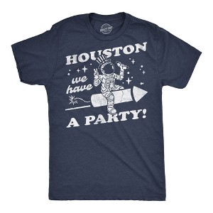 Mens Funny T Shirts Houston We Have A Party Sarcastic Fourth Of July Space Graphic Novelty Tee for Men - Crazy Dog Men's T Shirt For Fourth Of July - 1 of 4