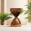 Vynxaria Accent Side Table Dark Brown, Solid Wood, Gorgeous Twist Silhouette, Natural Wood Grain Finish - 3 of 4