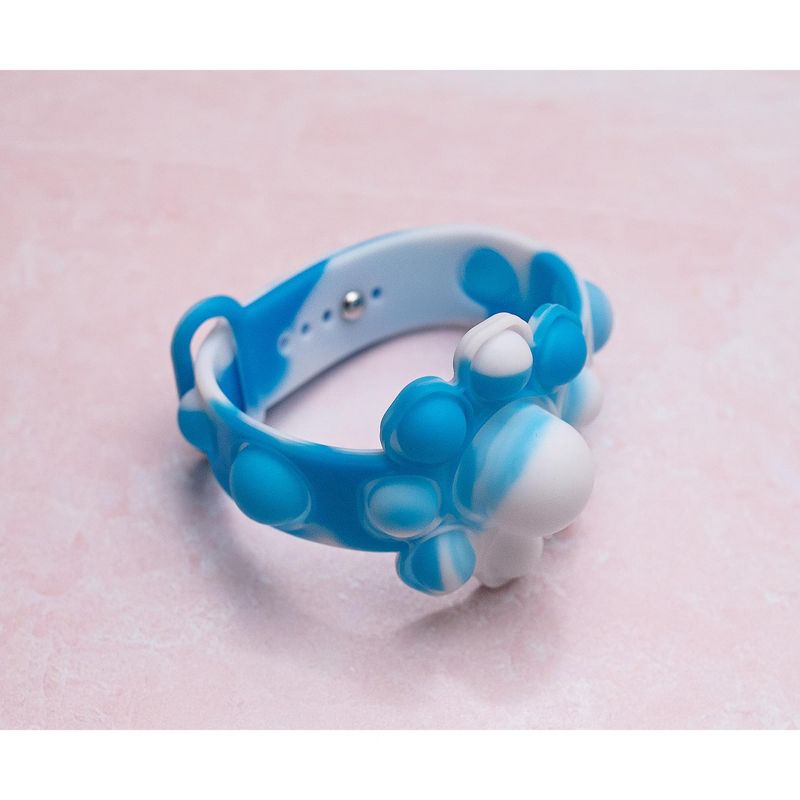 Toynk Pop Fidget Toy 13-Button Blue and White Flower Bracelet Accessory, 2 of 8