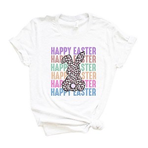 Simply Sage Market Women's Easter Stacked Leopard Bunny Short Sleeve Graphic Tee - 1 of 3