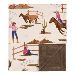 Sweet Jojo Designs Girl Baby Security Blanket Western Cowgirl Pink Brown and Beige - 1 of 4