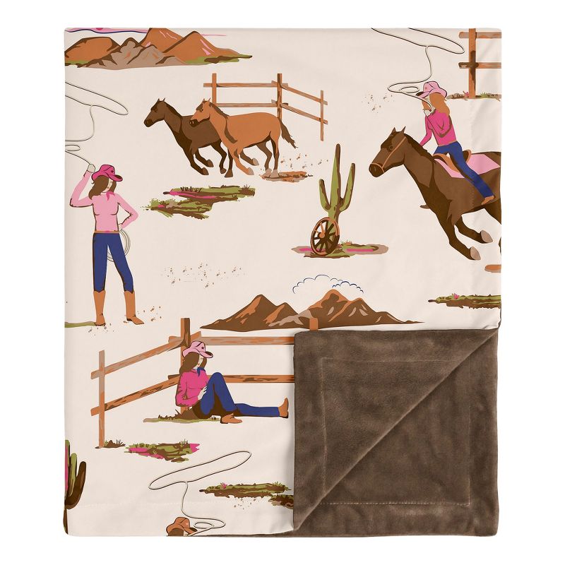 Sweet Jojo Designs Girl Baby Security Blanket Western Cowgirl Pink Brown and Beige, 1 of 7