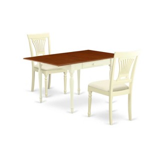 HomeStock 3-Pc Buttermilk and Cherry Finish Solid Wood Top With Dropleaf Dining Table Set - 1 of 4