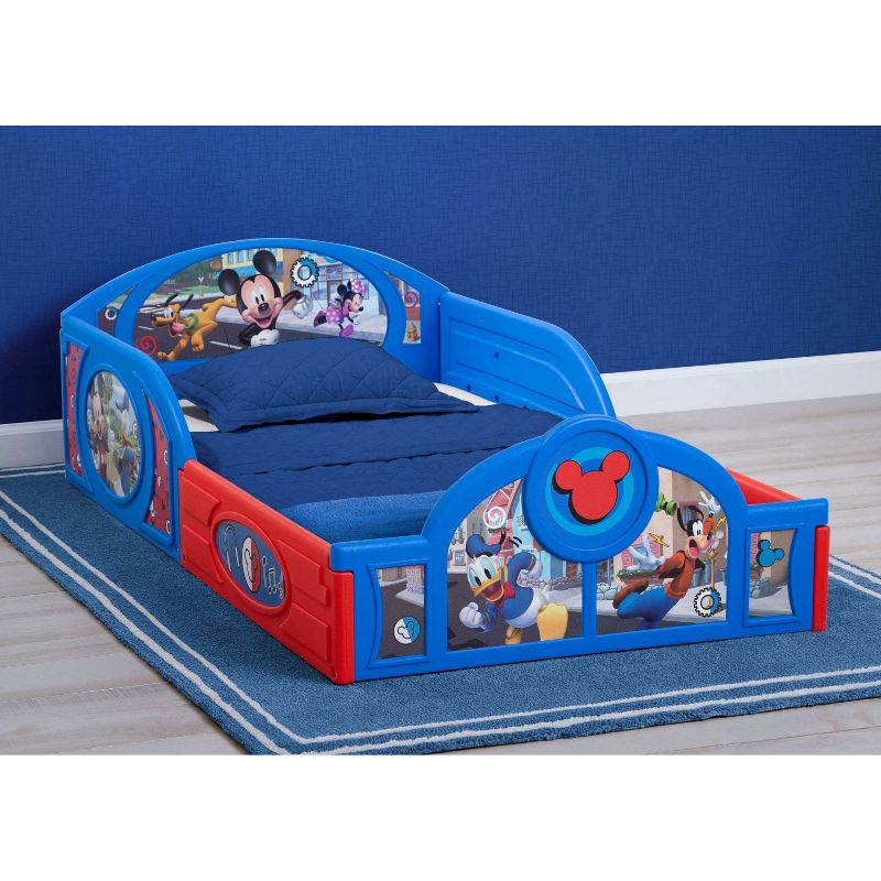 Disney Mickey Mouse Plastic Sleep and Play Toddler Kids&#39; Bed with Attached Guardrails - Delta Children, 3 of 11