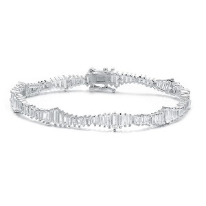 Rhodium Tennis Bracelet with Clear Cubic Zirconia, combining a sleek rhodium finish with dazzling, clear stones for a sophisticated and sparkling look - 1 of 3