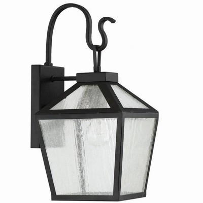 Woodstock Black Metal Outdoor Wall Lantern with Clear Seeded Glass