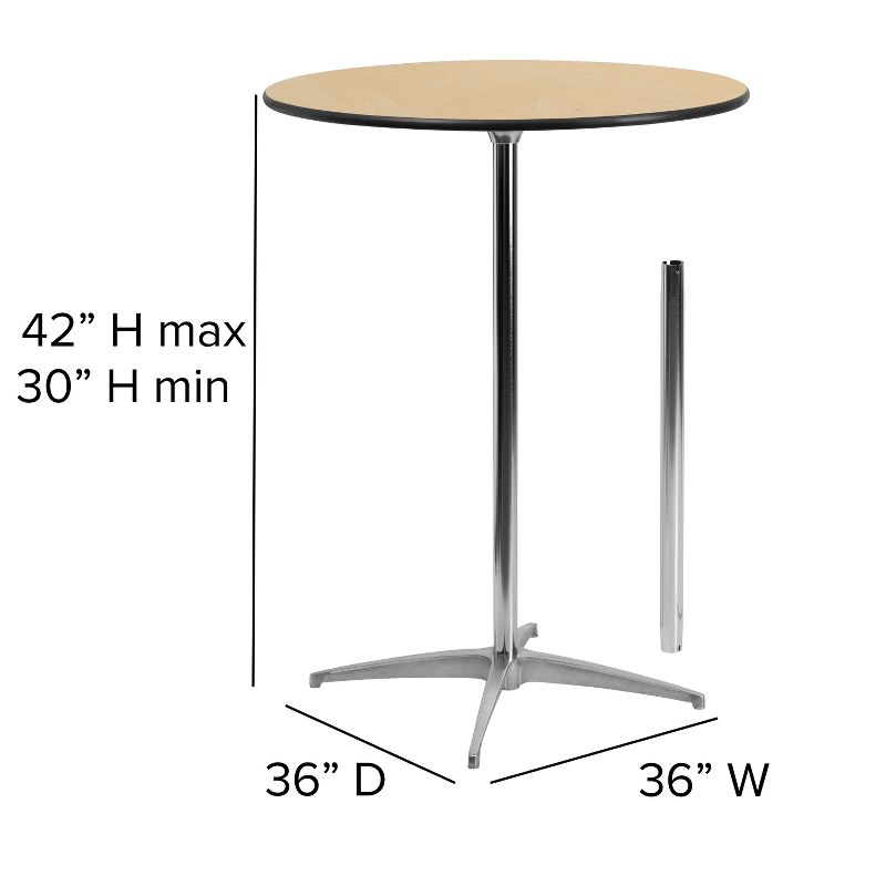 Flash Furniture 36'' Round Wood Cocktail Table with 30'' and 42'' Columns, 6 of 14