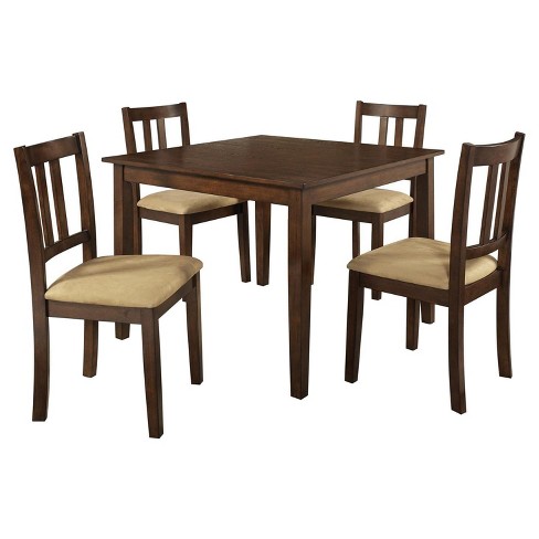 5pc Amber Traditional Height Dining Set Espresso/beige - Dorel