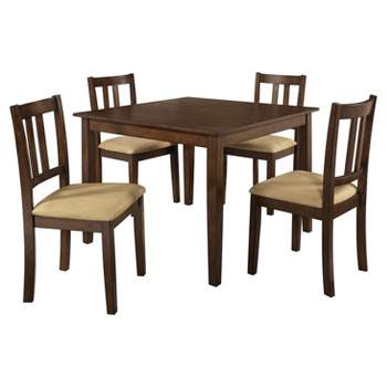 5pc Amber Traditional Height Dining Set Espresso/Beige - Dorel Living