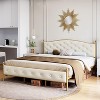 Velvet Upholstered Bed Frame with Solid Wooden Slats Support and Button Tufted Headboard - 2 of 4
