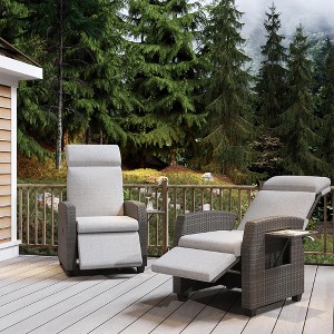 GustoWave Patio Wicker Outdoor Recliner with Independently Adjustable Backrest & Footrest, All-Weather PE Wicker Lounge Chair - 1 of 4