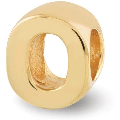 Black Bow Jewelry Letter O Bead Charm in 14k Yellow Gold Plated Sterling Silver
