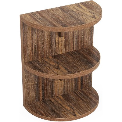 Tribesigns Half Round End Table, 3-tier Industrial Semi Circle Side Table, Narrow Sofa Table Nightstand Bedside Table for Living Room Bedroom