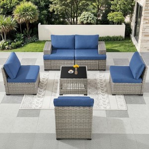 Outdoor Sectional Sofa Patio Furniture Sets with Thickened Cushions - 1 of 4