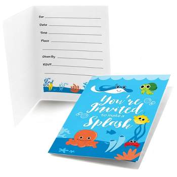Big Dot of Happiness Under the Sea Critters - Fill-in Birthday Party or Baby Shower Invitations (8 Count)