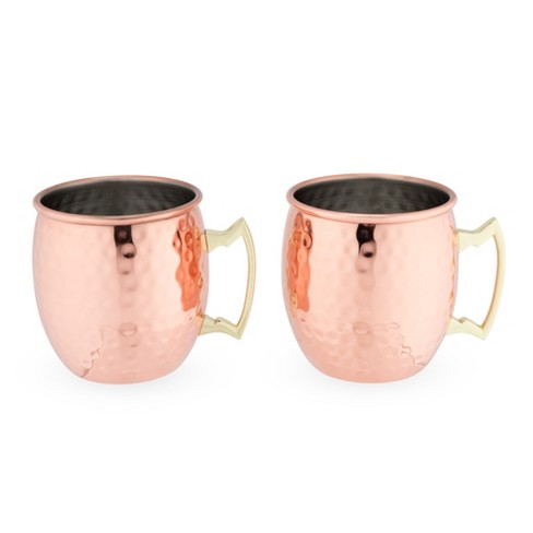 Staglife 16 Oz Black Matte Moscow Mule Copper Cups and Barrel Mugs, Moscow  Mule Mug with Rose Gold Copper Rims, Set of 2