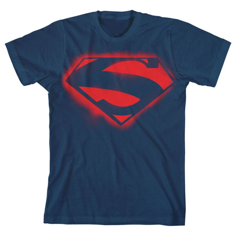 Justice League Superman Glowing Logo Boy's Navy T-shirt, 1 of 2