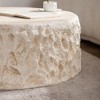 Gulches Mid Century Vintage Round Coffee Table Beige Faux Stone MgO Material Polished Edges No Assembly for Living Room Office Apartment - 3 of 4