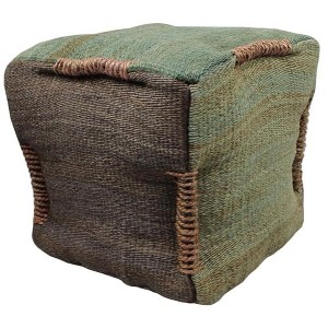 Moti Andy Pouf Upholstered in Green Fabric - 1 of 4