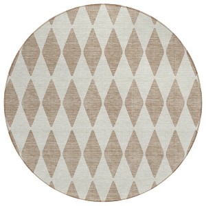Taupe And Ivory Geometric Washable Indoor Outdoor Area Rug - 1 of 4