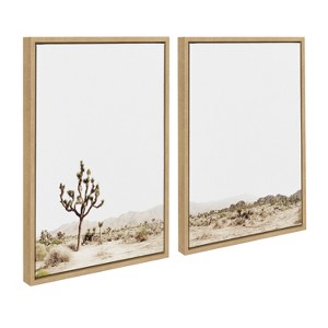Kate and Laurel Sylvie Lone Joshua Tree Framed Canvas Art Set by Amy Peterson Art Studio, 2 Piece Set 18x24, Natural - 1 of 4