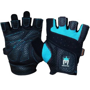 Meister Women's Fit Weight Lifting Gloves - Black/Turquoise - 1 of 4