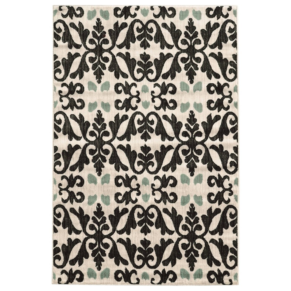 5'x7' Elegance Florence Rug Off White/Black - Linon