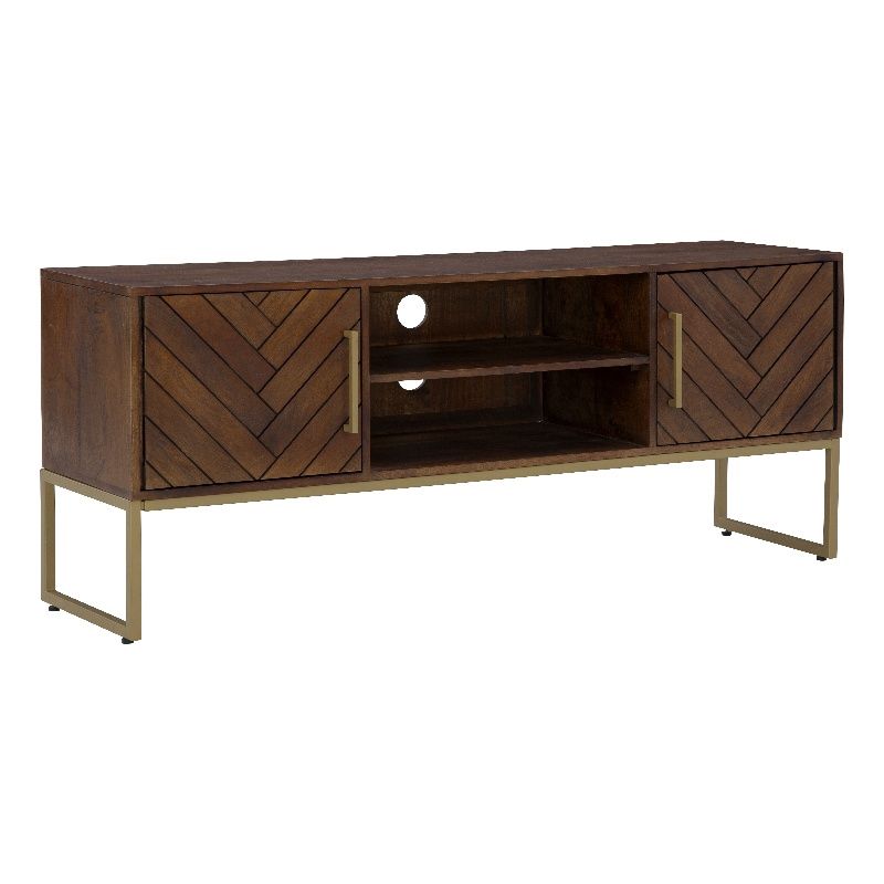 San Marino Mid-Century Modern 2-Door Wood TV Stand for TVs up to 60" in Brown, 1 of 11
