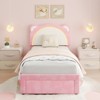Bed Frame for Kids, Upholstered Platform Bed Frame with Adjustable Headboard & Led Light, Wooden Slats Support, No Box Spring Needed - 3 of 4