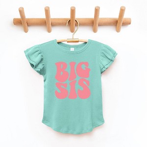 The Juniper Shop Big Sis Wavy Toddler Flutter Sleeve Tee - 1 of 2