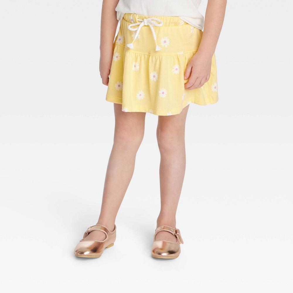 Toddler Girls' Floral Knit Scooter Bottoms - Cat & Jack™ Yellow 4T