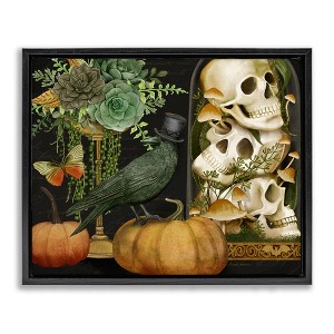 Stupell Industries Crow & Skulls Academia Floating Frame Canvas Art - 1 of 4