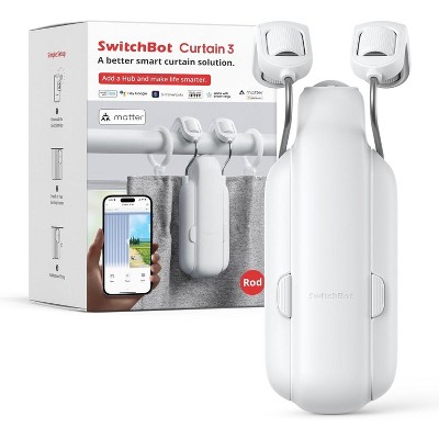 SwitchBot Automatic Curtain Rod Opener  - Bluetooth Remote Control Smart Curtain with App/Timer, Upgraded High-Performance Motor