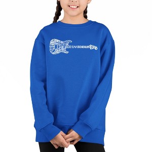 LA Pop Art Rock Guitar - Girl's Word Art Crewneck Sweatshirt - 1 of 3