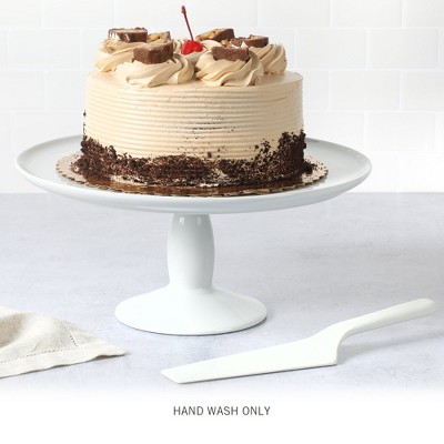 White Ceramic 12" Cake Stand with Server