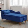 58" Luxury Velvet Chaise Lounge Chair with Hidden Storage, Pillow and Nailhead Trim for Bedroom Living Room-3irtyhousy - 3 of 4