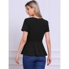 INSPIRE CHIC Women's Short Sleeve Round Neck Stretch Business Classic Peplum Top - 3 of 4