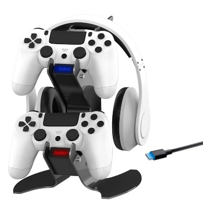 NBCP PS4 Controller Charger Station with Headset Organizer, PlayStation 4 Controller Charging Dock Station with Fast Charging Port