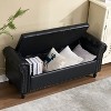 Vynxaria Upholstered Storage Ottoman Bench - 55.12"Black Button Tufted with Rivet Accents - 3 of 4