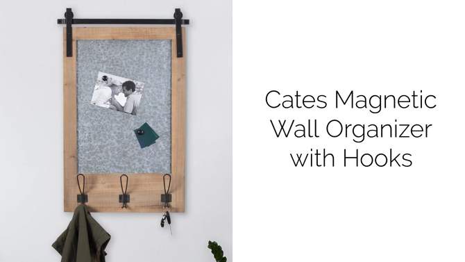 20" x 31" Cates Magnetic Board with Hooks - Kate & Laurel All Things Decor, 2 of 9, play video