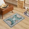 Persian Distressed Floral Washable Rug with TPR Backing, Plush 350GSM Chenille,Throw Rugs, Non-Slip Indoor Carpet for Entryway, Bedroom, Kitchen - 3 of 4