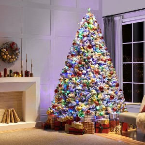 Yaheetech 6Ft/7.5Ft/9Ft Pre-lit Flocked Artificial Christmas Tree - 1 of 4