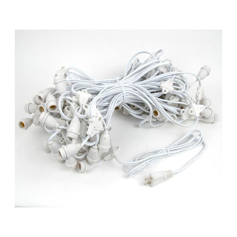 Novelty Lights Globe Outdoor String Lights with 100 suspended Sockets Suspended White Wire 100 Feet, 3 of 8