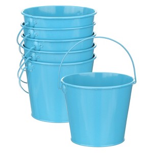 Unique Bargains Galvanized Metal Rustic Multipurpose Bucket with Handle 6 Pcs - 1 of 4
