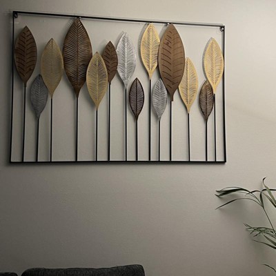 Metal Leaf Tall Cutout Wall Decor With Intricate Laser Cut Designs ...